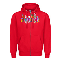 Red teacher easrter day Zipper Hoodie - RacoonDesign