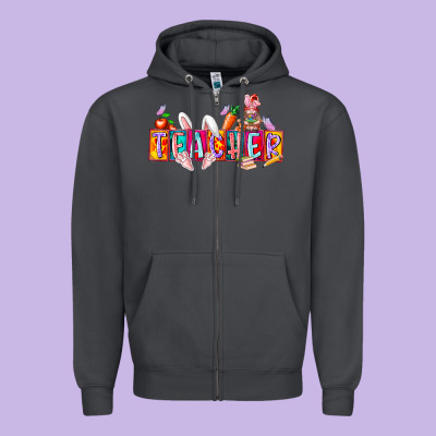 Teacher Easrter Day Zipper Hoodie Designed By Racoondesign