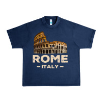 Navy Cool Vintage Roma Italia Colosseum Souvenirs, Rome Italy Pullover Hood Urban Heavy Tee - DesignPulse