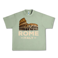 Oil Green Cool Vintage Roma Italia Colosseum Souvenirs, Rome Italy Pullover Hood Urban Heavy Tee - DesignPulse
