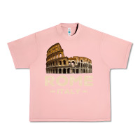 Salmon Cool Vintage Roma Italia Colosseum Souvenirs, Rome Italy Pullover Hood Urban Heavy Tee - DesignPulse