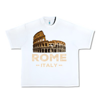 White Cool Vintage Roma Italia Colosseum Souvenirs, Rome Italy Pullover Hood Urban Heavy Tee - DesignPulse