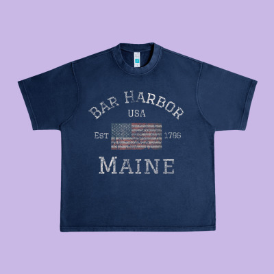 Bar Harbor Maine Usa American Flag Established Me Vintage Urban Heavy Tee Designed By Pixelwave