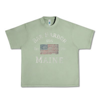 Oil Green Bar Harbor Maine USA American Flag Established ME Vintage Urban Heavy Tee - PixelWave