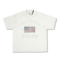 Pistachio Bar Harbor Maine USA American Flag Established ME Vintage Urban Heavy Tee - PixelWave