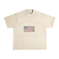 Sandshell Bar Harbor Maine USA American Flag Established ME Vintage Urban Heavy Tee - PixelWave
