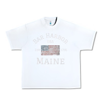 White Bar Harbor Maine USA American Flag Established ME Vintage Urban Heavy Tee - PixelWave