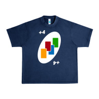 Navy Uno Card Game Draw Four Urban Heavy Tee - PixelWave