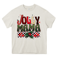 Cream Christmas jolly mama Heavy Core Tee - BarkalooDesign