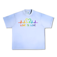 Grape Ice LGBT Love Rainbow Heartbeat Urban Heavy Tee - PixelWave