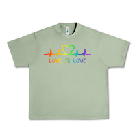 Oil Green LGBT Love Rainbow Heartbeat Urban Heavy Tee - PixelWave