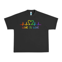 Pigment Black LGBT Love Rainbow Heartbeat Urban Heavy Tee - PixelWave