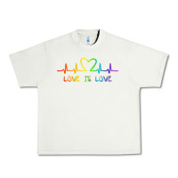 Pistachio LGBT Love Rainbow Heartbeat Urban Heavy Tee - PixelWave