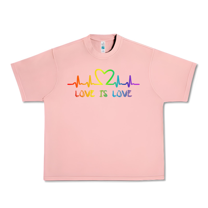 Lgbt Love Rainbow Heartbeat Urban Heavy Tee by PixelWave | Teevron