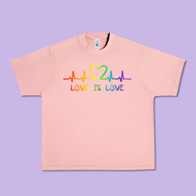 Lgbt Love Rainbow Heartbeat Urban Heavy Tee Designed By Pixelwave