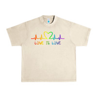 Sandshell LGBT Love Rainbow Heartbeat Urban Heavy Tee - PixelWave