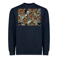 Navy Dog Pattern Heavyweight Sweatshirt - CowhideDigitalArt