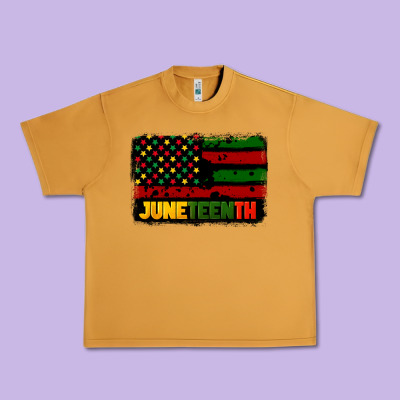 Juneteenth American Flag Urban Heavy Tee Designed By Cowgirlartshop