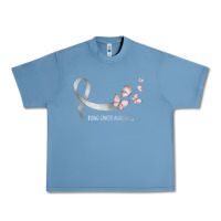 Pebble Blue pretty white ribbon support lung cancer awareness t shirt Urban Heavy Tee - Craftify