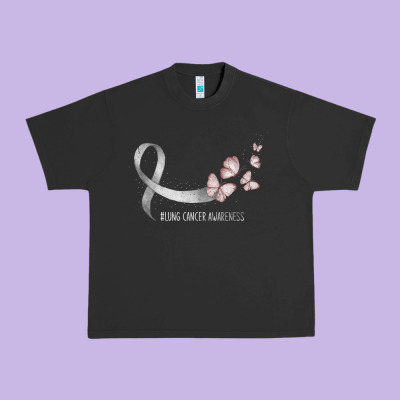 Pretty White Ribbon Support Lung Cancer Awareness T Shirt Urban Heavy Tee Designed By Craftify
