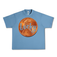 Pebble Blue Cute Good Luck Gift - Lucky Penny Urban Heavy Tee - Craftify