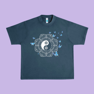 Yin Yang With Butterflies Ancient Chinese Yin Yang Urban Heavy Tee Designed By Craftify
