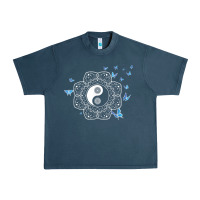 Midnight Navy yin yang with butterflies ancient chinese yin yang Urban Heavy Tee - Craftify