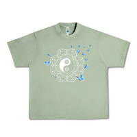 Oil Green yin yang with butterflies ancient chinese yin yang Urban Heavy Tee - Craftify