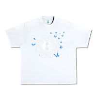 White yin yang with butterflies ancient chinese yin yang Urban Heavy Tee - Craftify