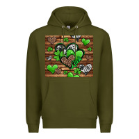 Army Green st patricks day hearts Premium Hoodie - Jasminsmagicworld