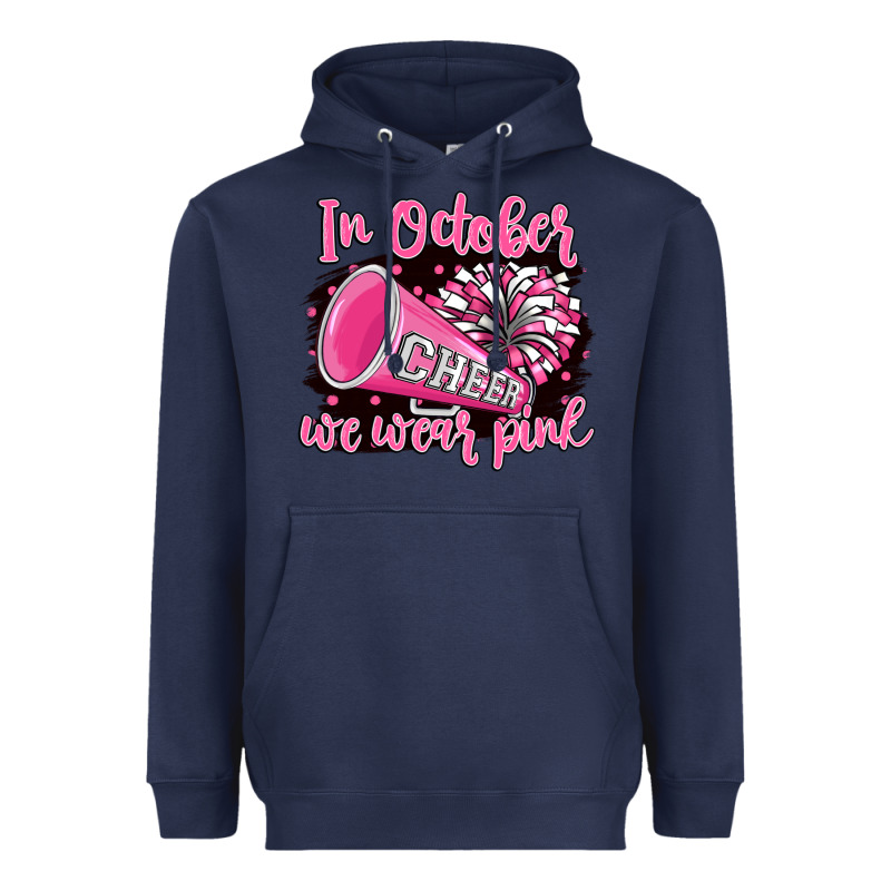 In October We Wear Pink Cheer Heavyweight Hoodie by BarkalooDesign | Teevron