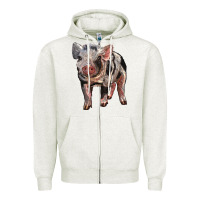 Oatmeal Heather Baby Spotted Pig Zipper Hoodie - LillyAllenDesigns