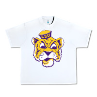 White Vintage Louisiana State Tiger Mascot Urban Heavy Tee - Craftify