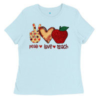 Baby Blue Peace Love Teach Ladies Tee - Bettercallsaul