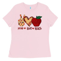 Bubblegum Pink Peace Love Teach Ladies Tee - Bettercallsaul