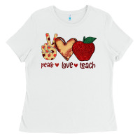 White Peace Love Teach Ladies Tee - Bettercallsaul