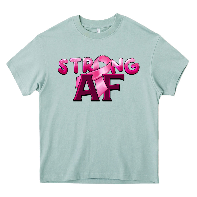 Strong Af Breast Cancer Heavy Core Tee by BarkalooDesign | Teevron