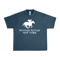 Midnight Navy Saratoga Springs New York Horse Racing Jockey Urban Heavy Tee - Craftify