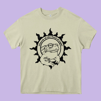 Authentic Church Of The Toad Of Light Psychedlic Frog Licking (distres Heavy Core Tee Designed By Designpulse