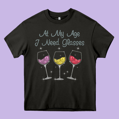 At My Age I Need Glasses Heavy Core Tee Designed By Designpulse