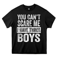 Black You Can't Scare Me I Have Three Boys Funny Sons Mom Dad Gift Heavy Core Tee - DesignPulse