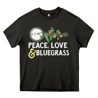 Asphalt peace , love & bluegrass   banjo nature vines illu Heavy Core Tee - DesignPulse