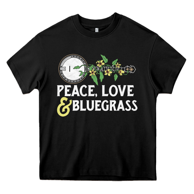 Peace , Love & Bluegrass   Banjo Nature Vines Illu Heavy Core Tee by DesignPulse | Teevron