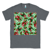 Charcoal Heather Christmas candy cane Classic Tee - NancyCooperArtShop