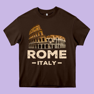 Cool Vintage Roma Italia Colosseum Souvenirs, Rome Italy Pullover Hood Heavy Core Tee Designed By Designpulse