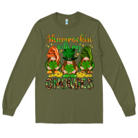 Army Green Shamrockin' with my gnomies St. Patricks day Long Sleeve Tee - HowdyJamesFarm