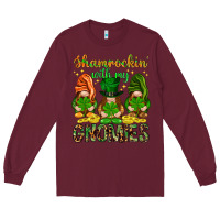 Burgundy Shamrockin' with my gnomies St. Patricks day Long Sleeve Tee - HowdyJamesFarm