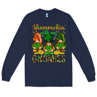 Navy Shamrockin' with my gnomies St. Patricks day Long Sleeve Tee - HowdyJamesFarm