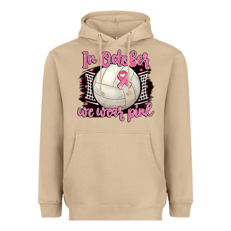 In October We Wear Pink Volleyball Heavyweight Hoodie by BarkalooDesign | Teevron