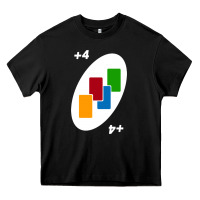 Black Uno Card Game Draw Four Heavy Core Tee - PixelWave